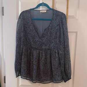 Lucky Brand Blue Printed Peplum Blouse